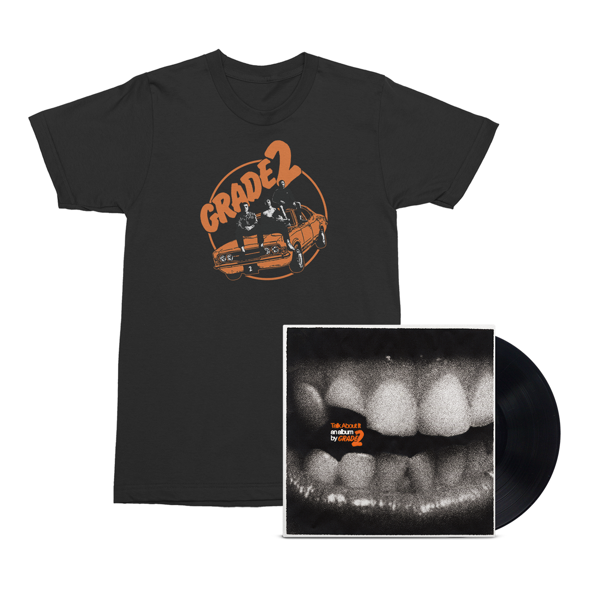Talk About It LP (Black) + Car T-Shirt (Black) Bundle